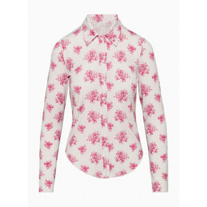 Aritzia Wilfred Pose Longsleeve Floral Button Down Top Womens Medium Tencel